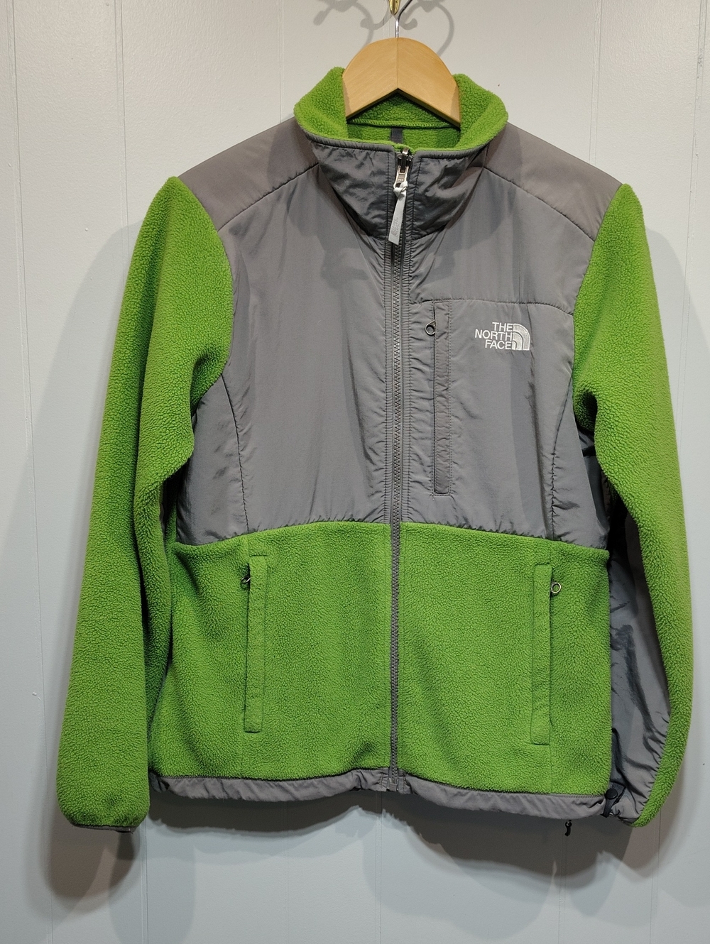 Vintage The North Face Denali Fleece Jacket Lime Green Grey Womens Medium